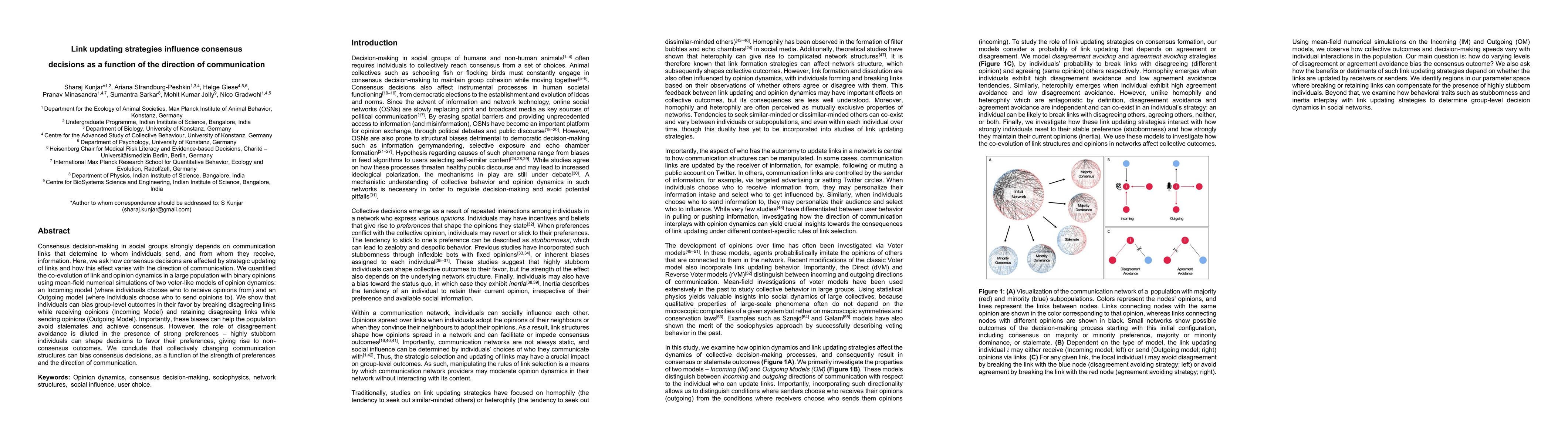 Thumbnail for Link updating strategies influence consensus decisions as a function of
  the direction of communication