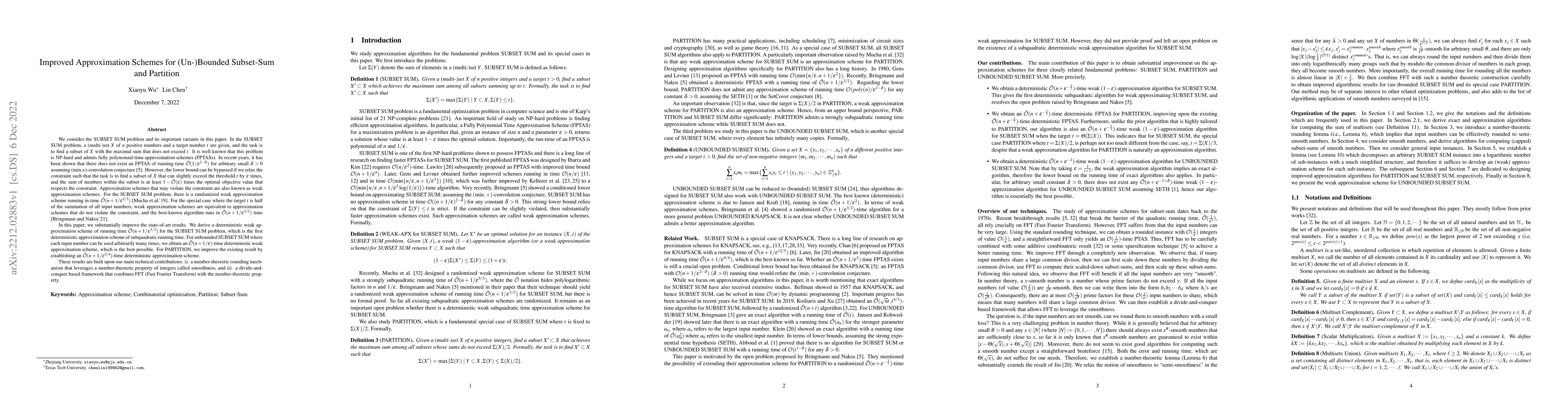 Thumbnail for Improved Approximation Schemes for (Un-)Bounded Subset-Sum and Partition