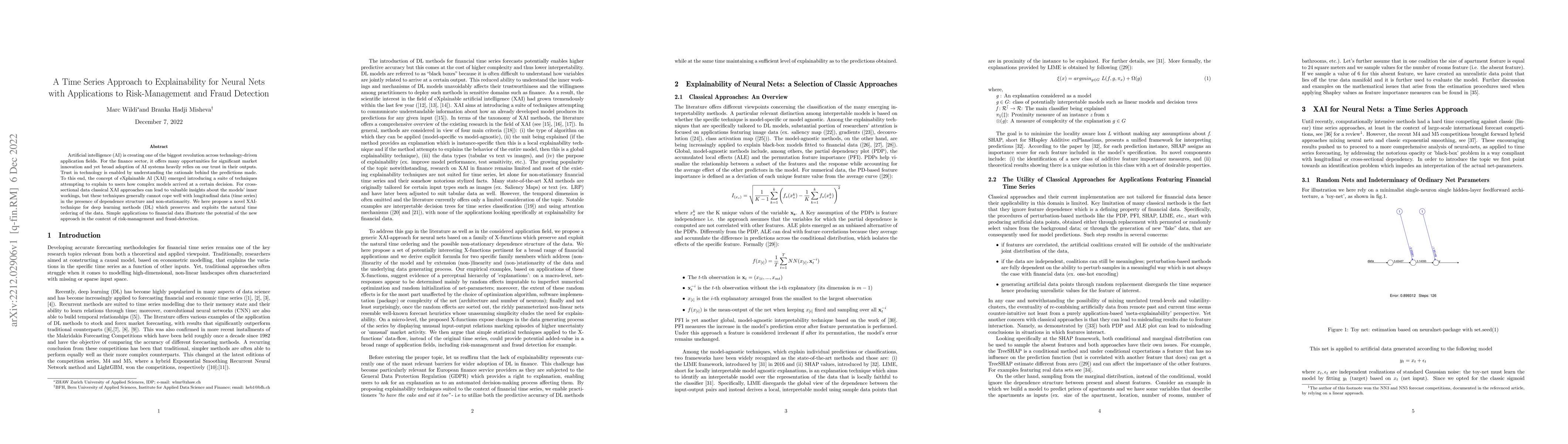 Thumbnail for A Time Series Approach to Explainability for Neural Nets with
  Applications to Risk-Management and Fraud Detection