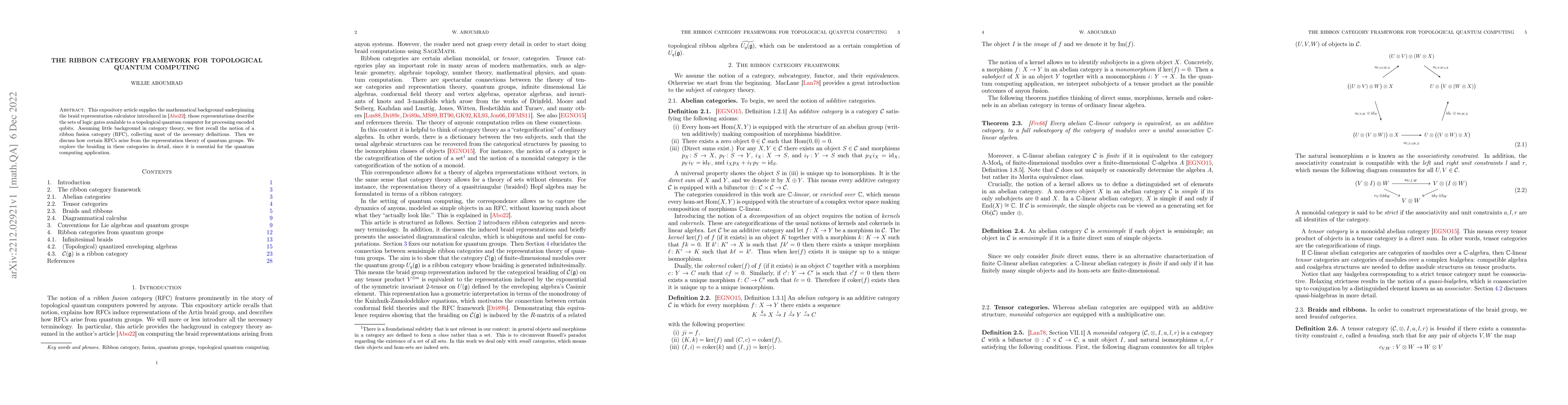 Thumbnail for The ribbon category framework for topological quantum computing