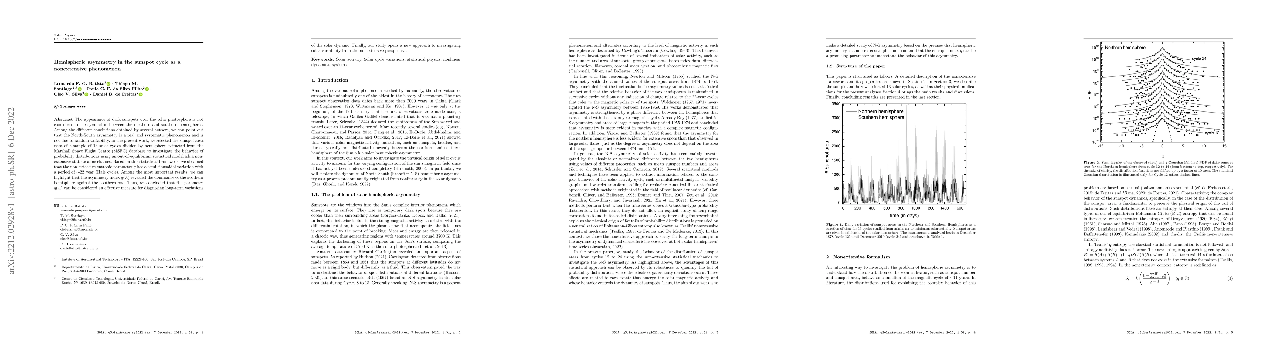 Thumbnail for Hemispheric asymmetry in the sunspot cycle as a nonextensive phenomenon