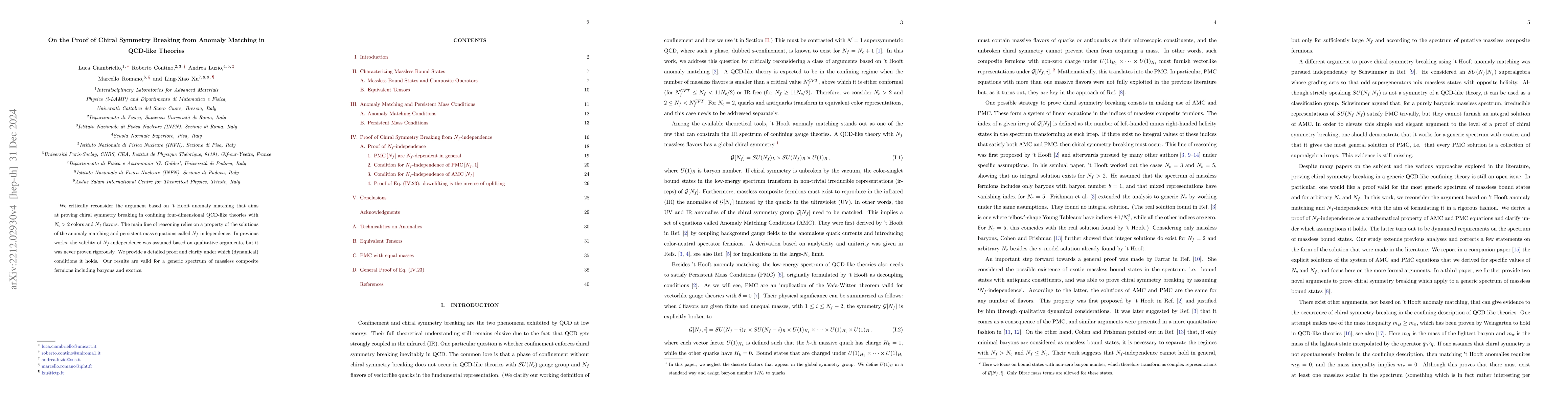 Thumbnail for On the Proof of Chiral Symmetry Breaking from Anomaly Matching in
  QCD-like Theories
