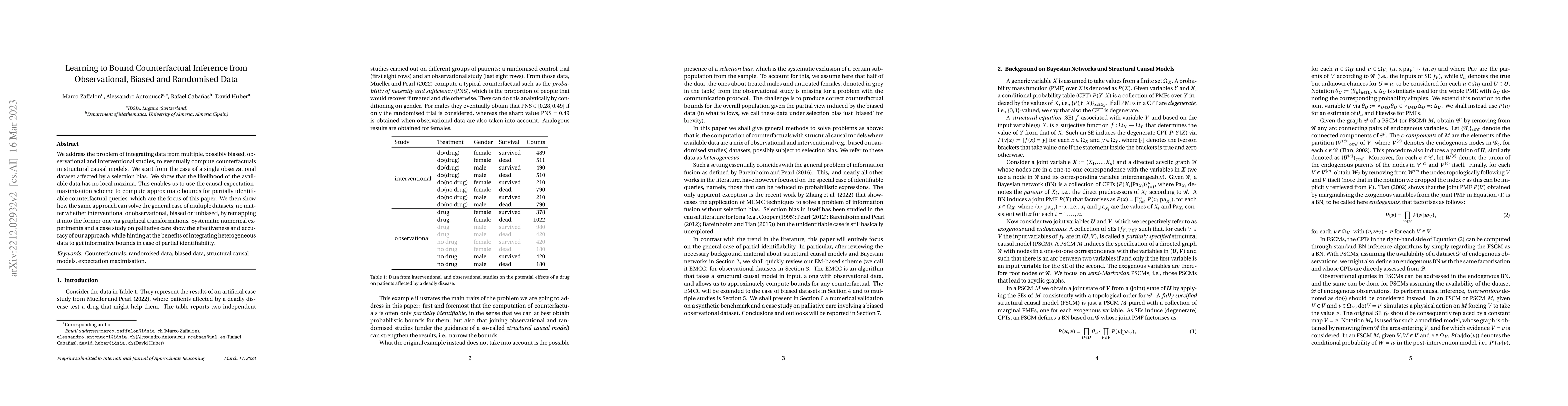 Thumbnail for Learning to Bound Counterfactual Inference from Observational, Biased
  and Randomised Data