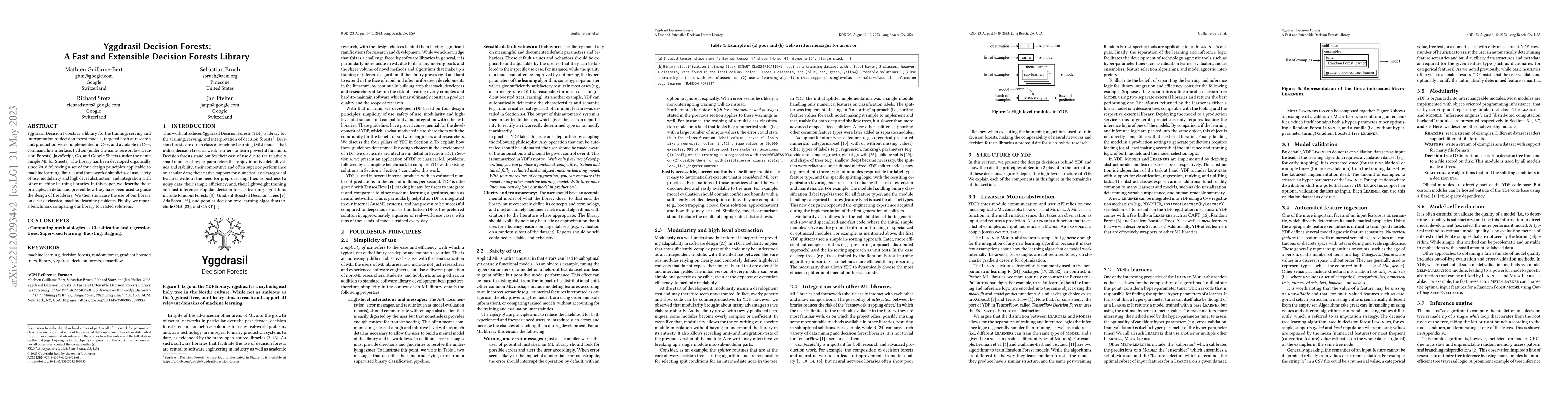 Thumbnail for Yggdrasil Decision Forests: A Fast and Extensible Decision Forests
  Library