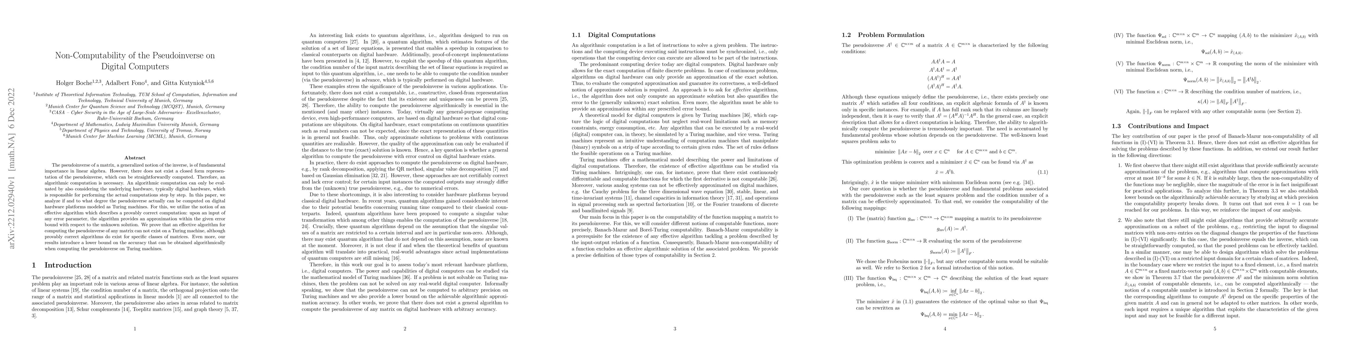 Thumbnail for Non-Computability of the Pseudoinverse on Digital Computers