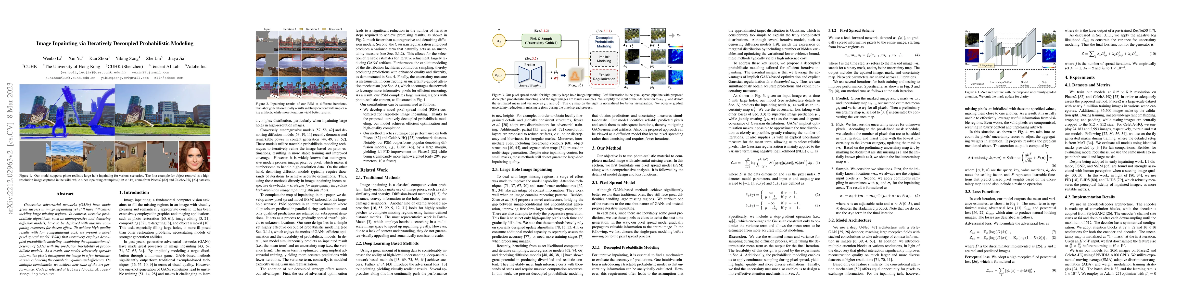Thumbnail for Image Inpainting via Iteratively Decoupled Probabilistic Modeling