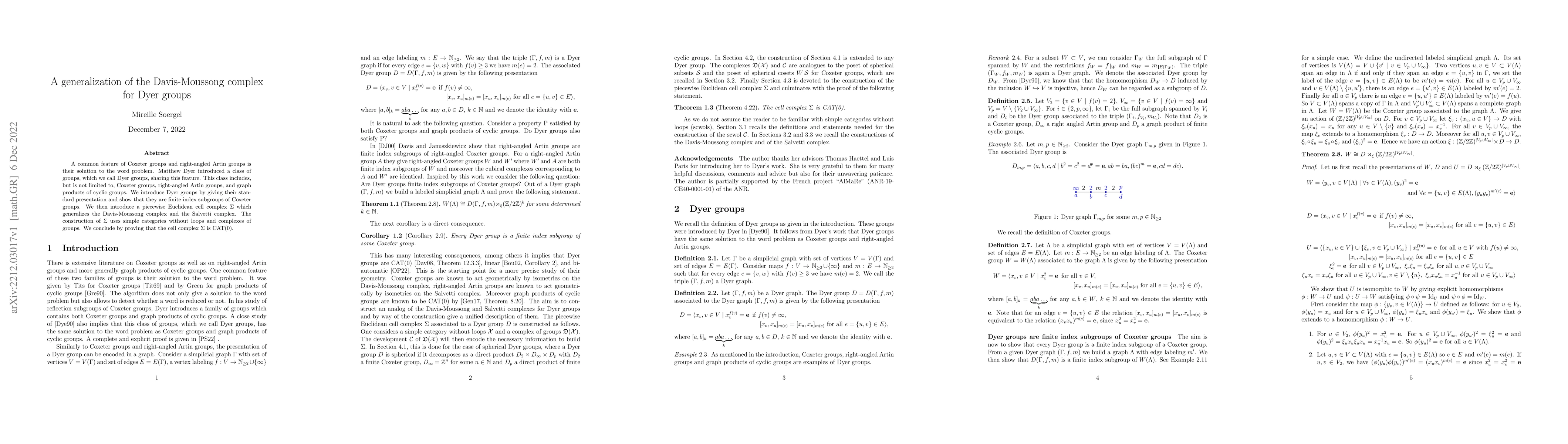 Thumbnail for A generalization of the Davis-Moussong complex for Dyer groups