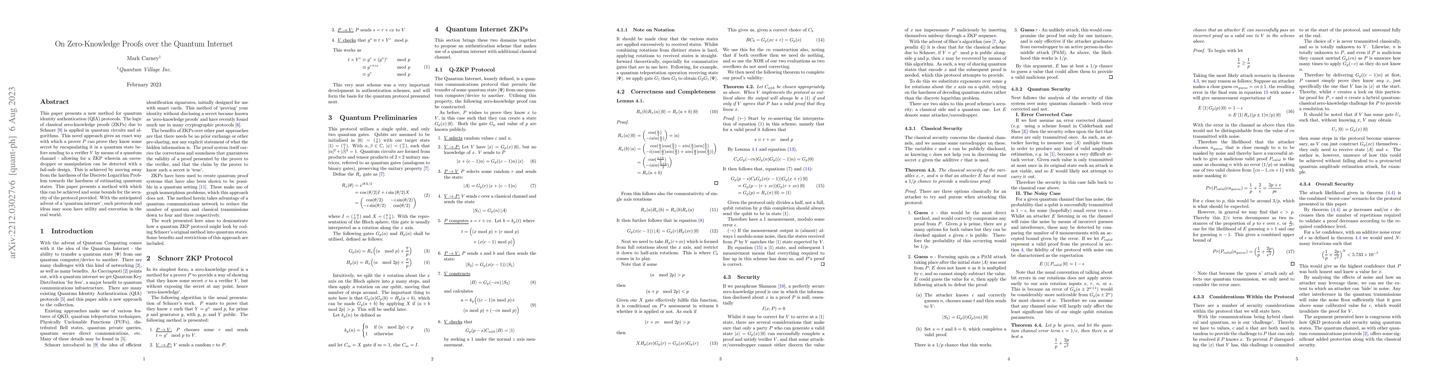Thumbnail for On Zero-Knowledge Proofs over the Quantum Internet