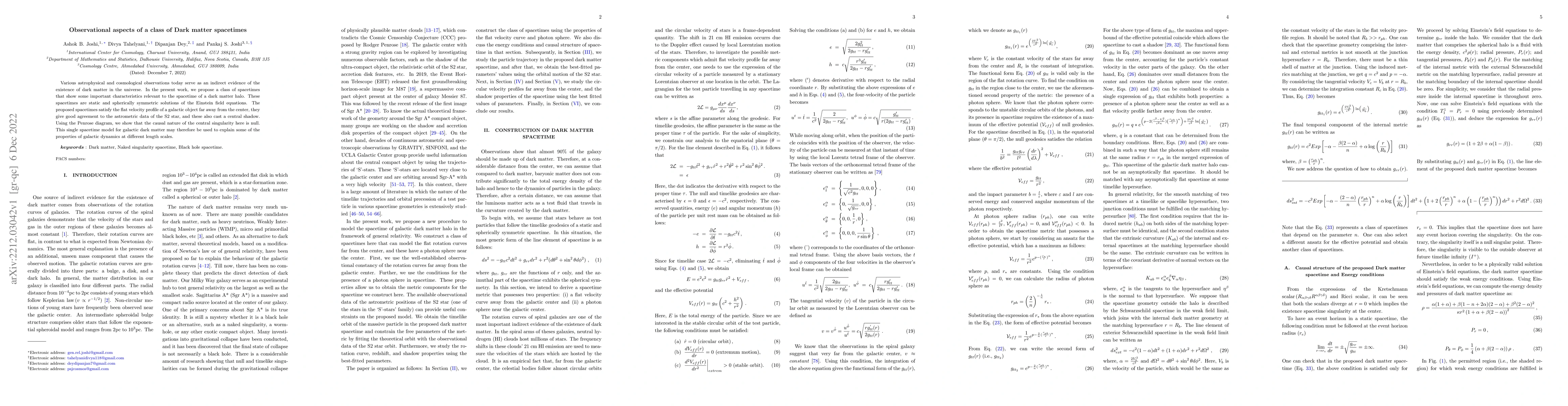 Thumbnail for Observational aspects of a class of Dark matter spacetimes