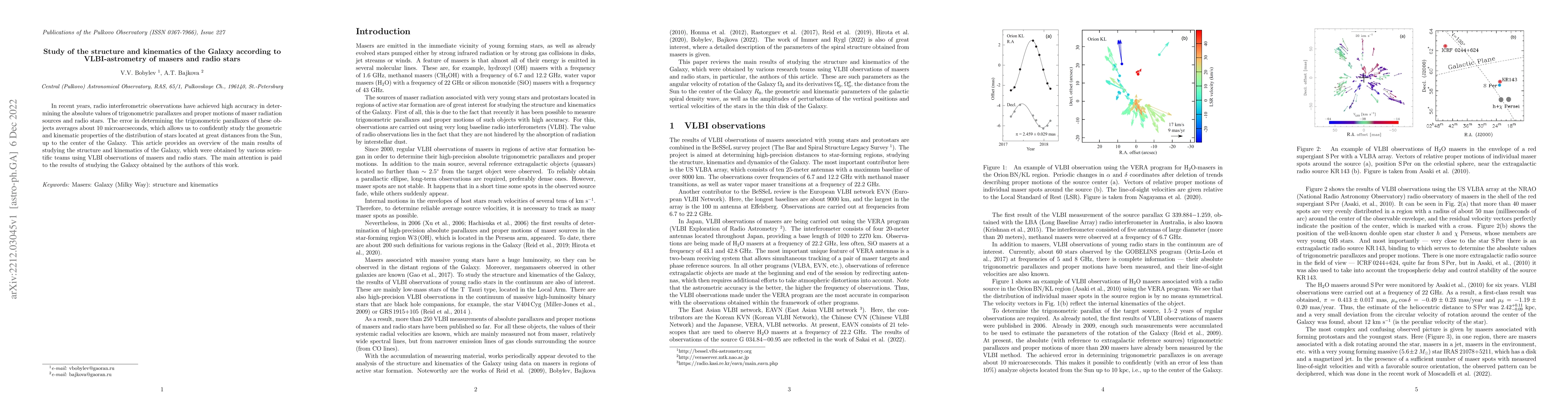 Thumbnail for Study of the structure and kinematics of the Galaxy according to VLBI
  astrometry of masers and radio stars