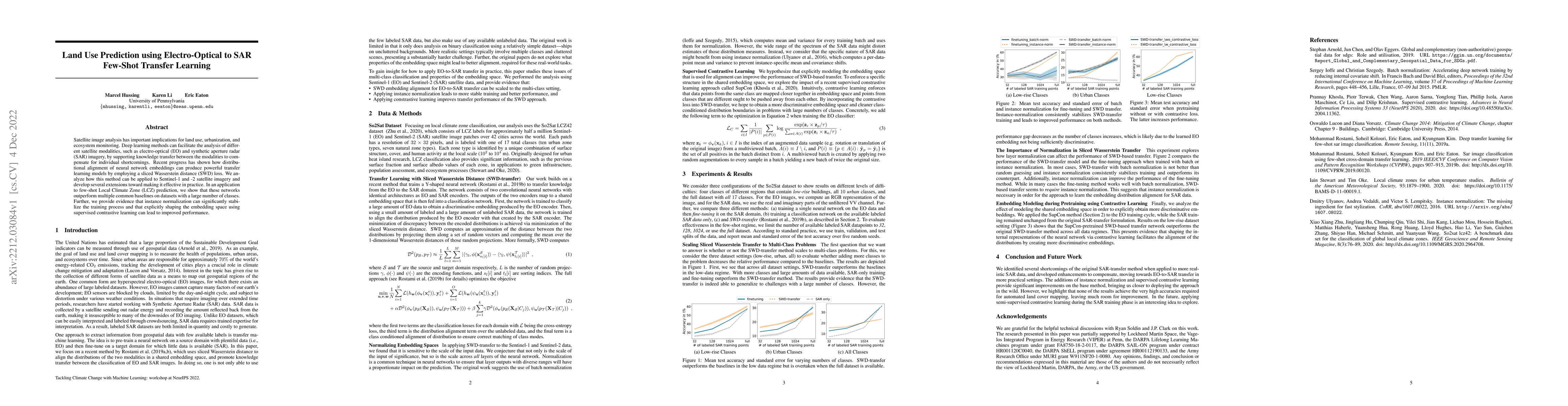 Thumbnail for Land Use Prediction using Electro-Optical to SAR Few-Shot Transfer
  Learning