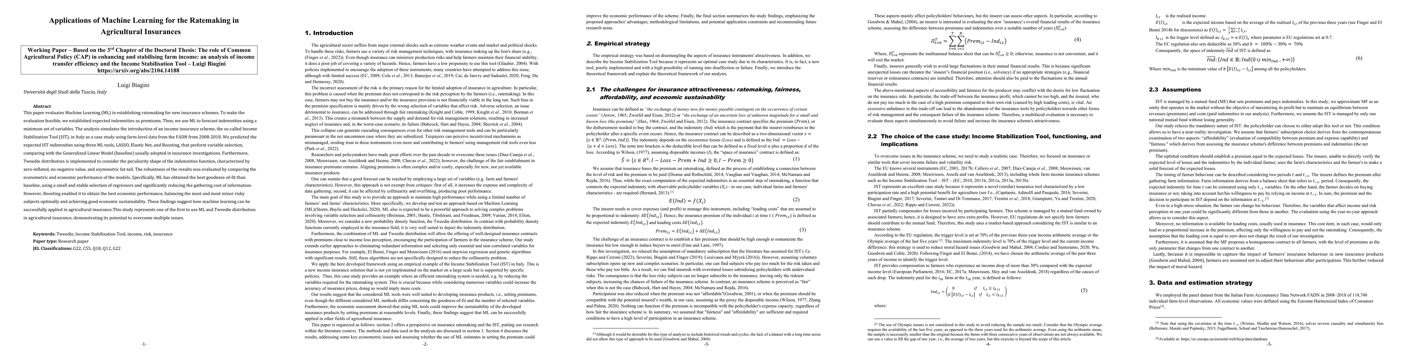Thumbnail for Applications of Machine Learning for the Ratemaking in Agricultural
  Insurances