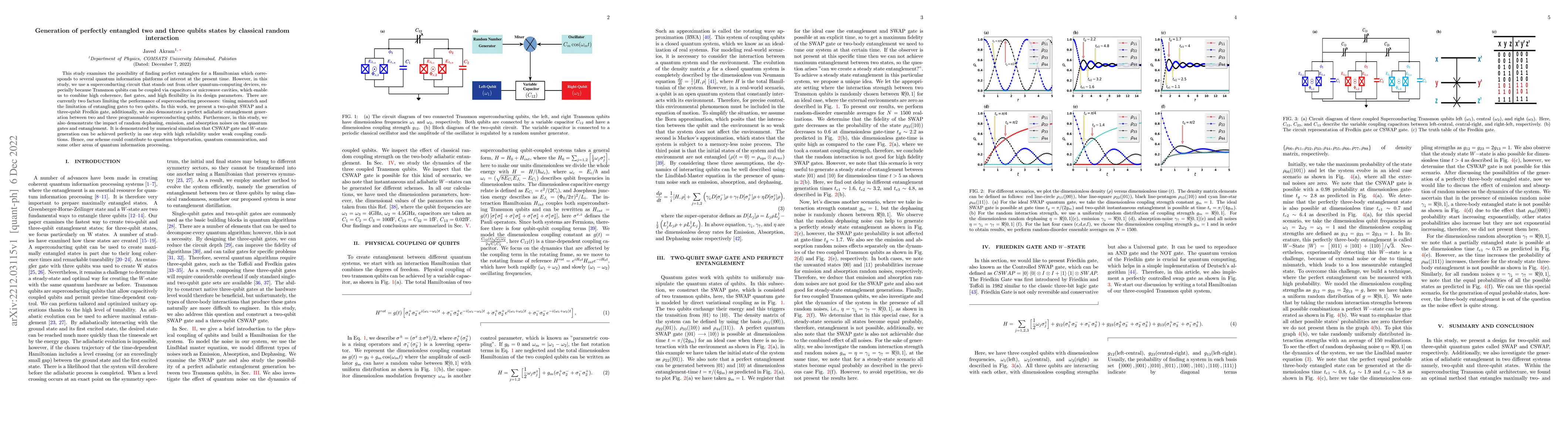 Thumbnail for Generation of perfectly entangled two and three qubits states by
  classical random interaction