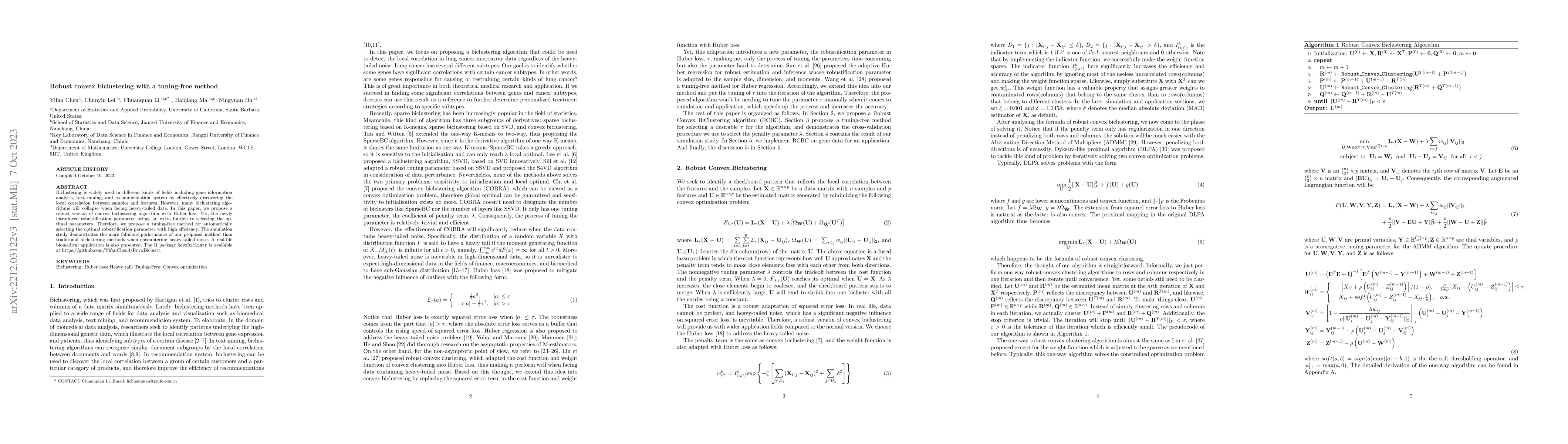 Thumbnail for Robust convex biclustering with a tuning-free method
