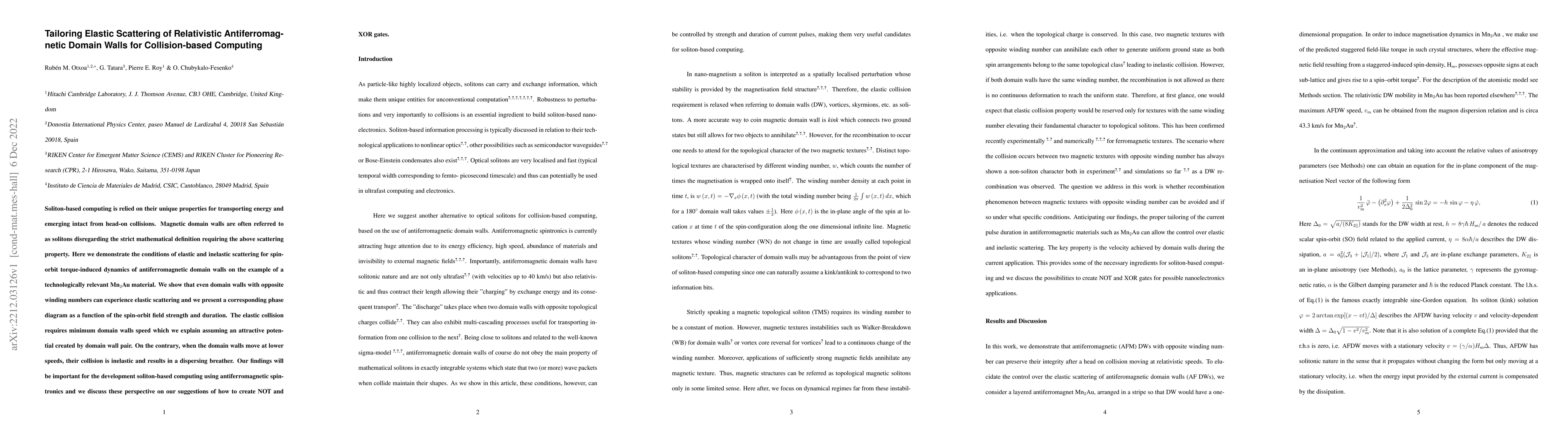 Thumbnail for Tailoring Elastic Scattering of Relativistic Antiferromagnetic Domain
  Walls for Collision-based Computing