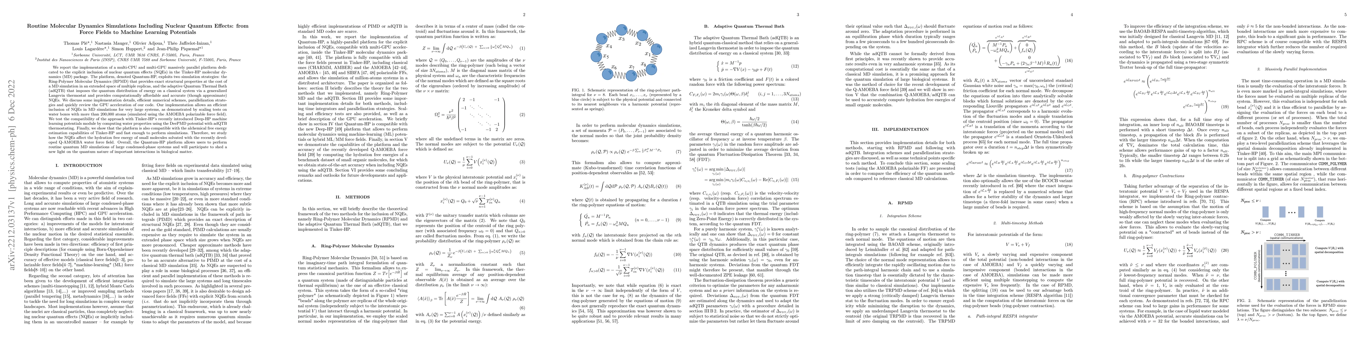 Thumbnail for Routine Molecular Dynamics Simulations Including Nuclear Quantum
  Effects: from Force Fields to Machine Learning Potentials