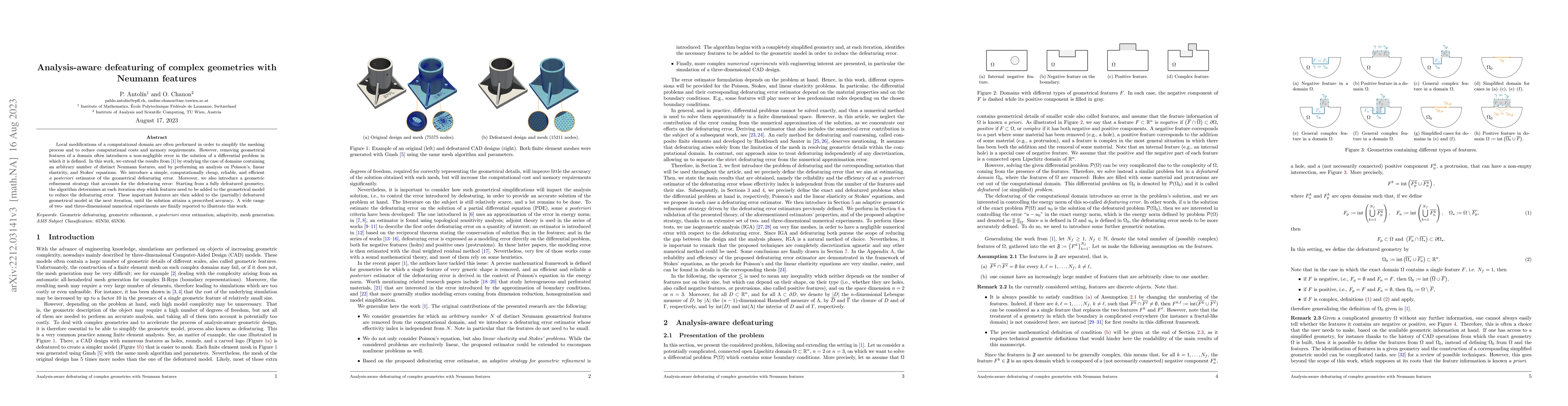 Thumbnail for Analysis-aware defeaturing of complex geometries with Neumann features