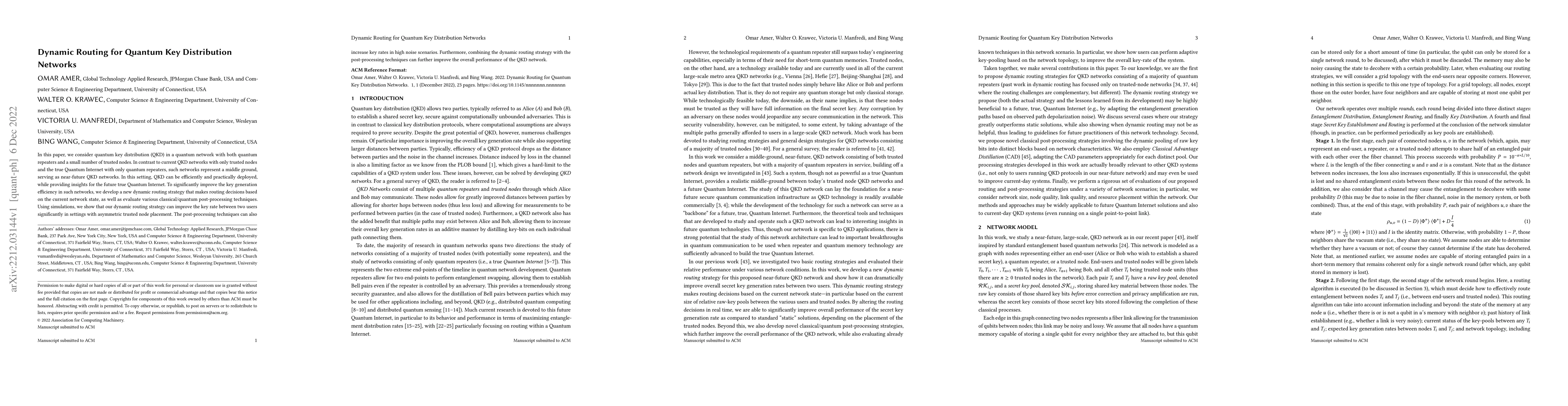 Thumbnail for Dynamic Routing for Quantum Key Distribution Networks