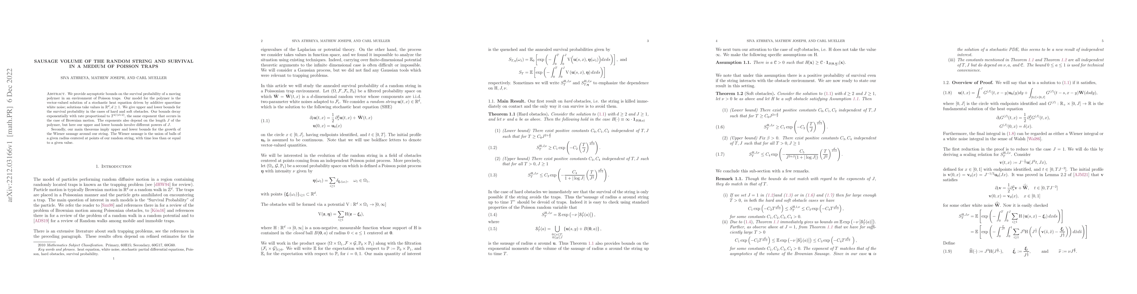 Thumbnail for Sausage Volume of the Random String and Survival in a medium of Poisson
  Traps