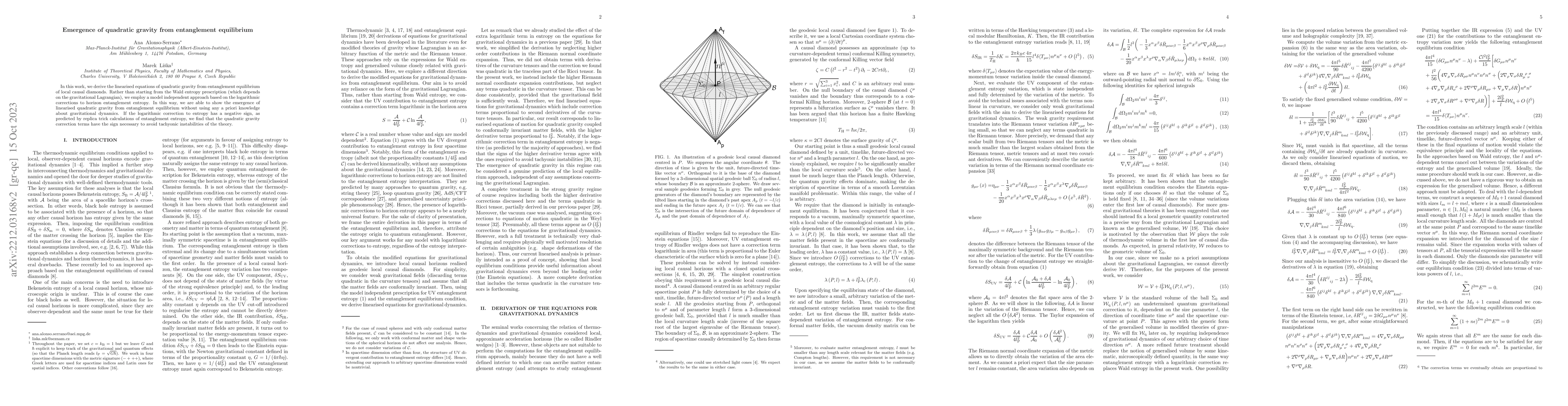 Thumbnail for Emergence of quadratic gravity from entanglement equilibrium