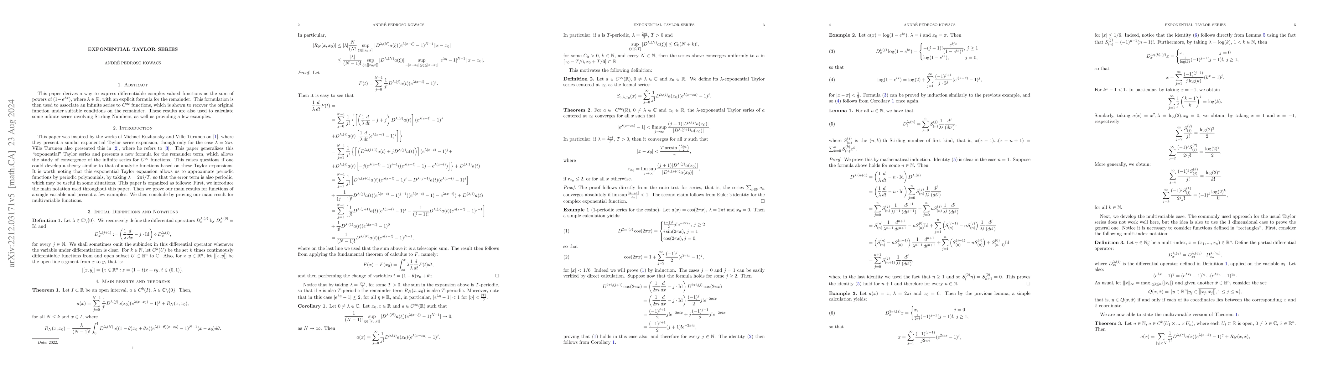 Thumbnail for Exponential Taylor Series