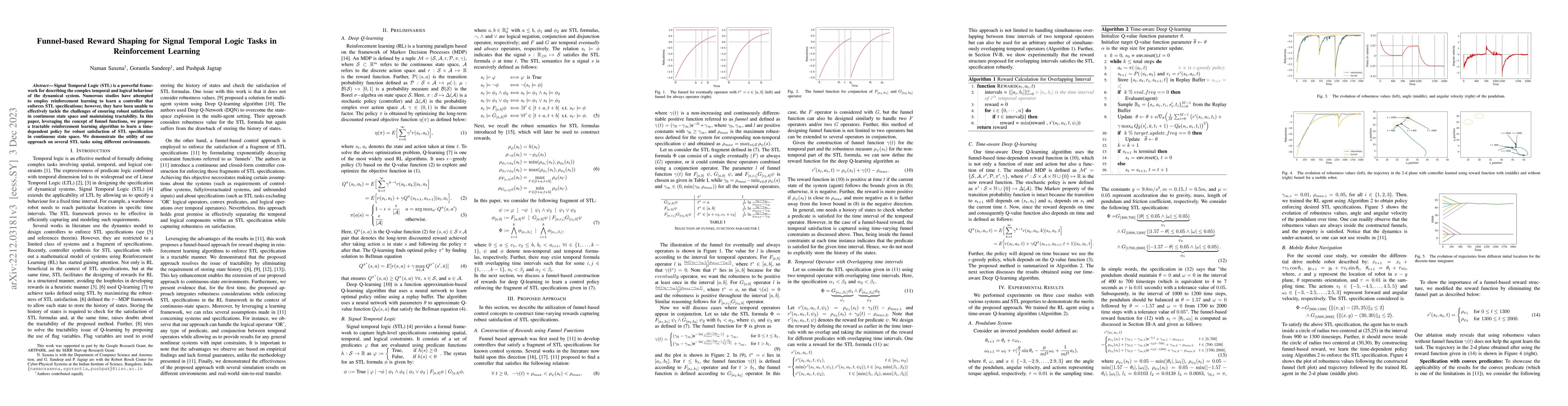Thumbnail for Funnel-based Reward Shaping for Signal Temporal Logic Tasks in
  Reinforcement Learning