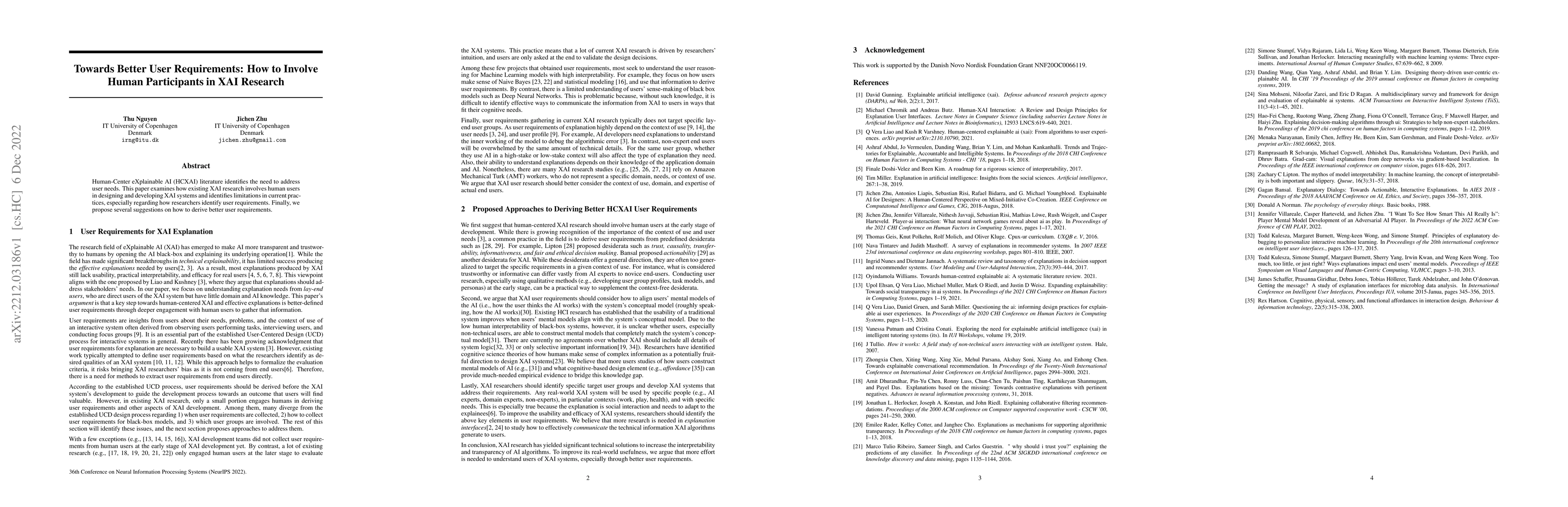 Thumbnail for Towards Better User Requirements: How to Involve Human Participants in
  XAI Research