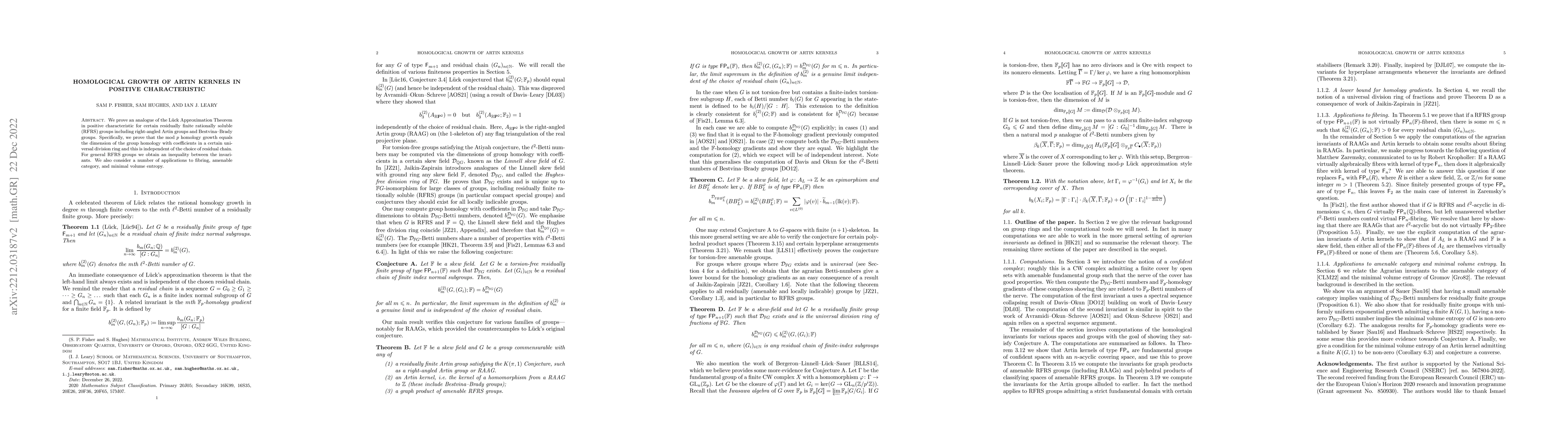 Thumbnail for Homological growth of Artin kernels in positive characteristic