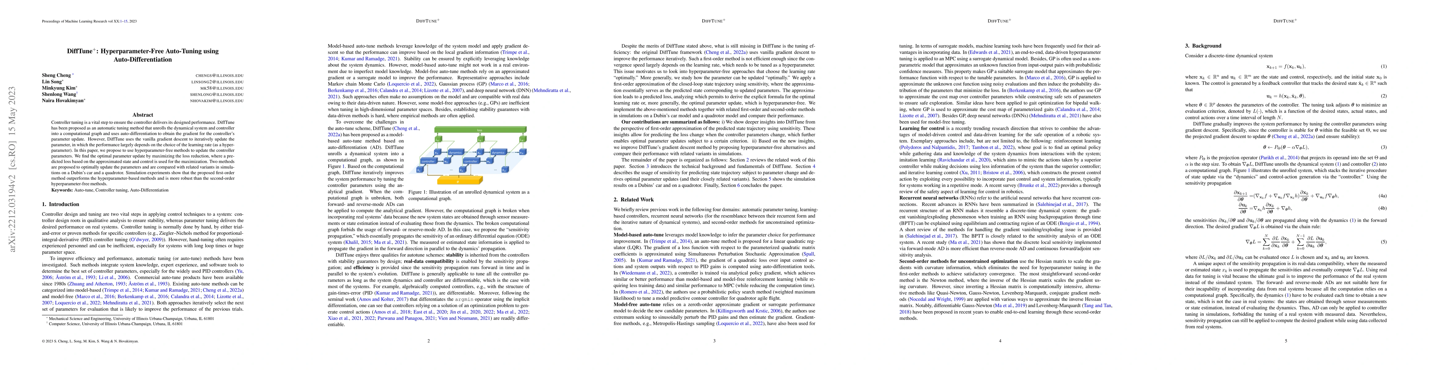 Thumbnail for DiffTune$^+$: Hyperparameter-Free Auto-Tuning using Auto-Differentiation