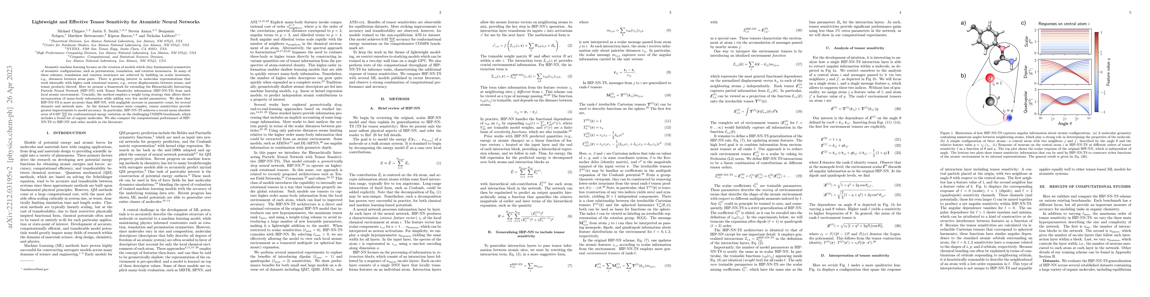 Thumbnail for Lightweight and Effective Tensor Sensitivity for Atomistic Neural
  Networks