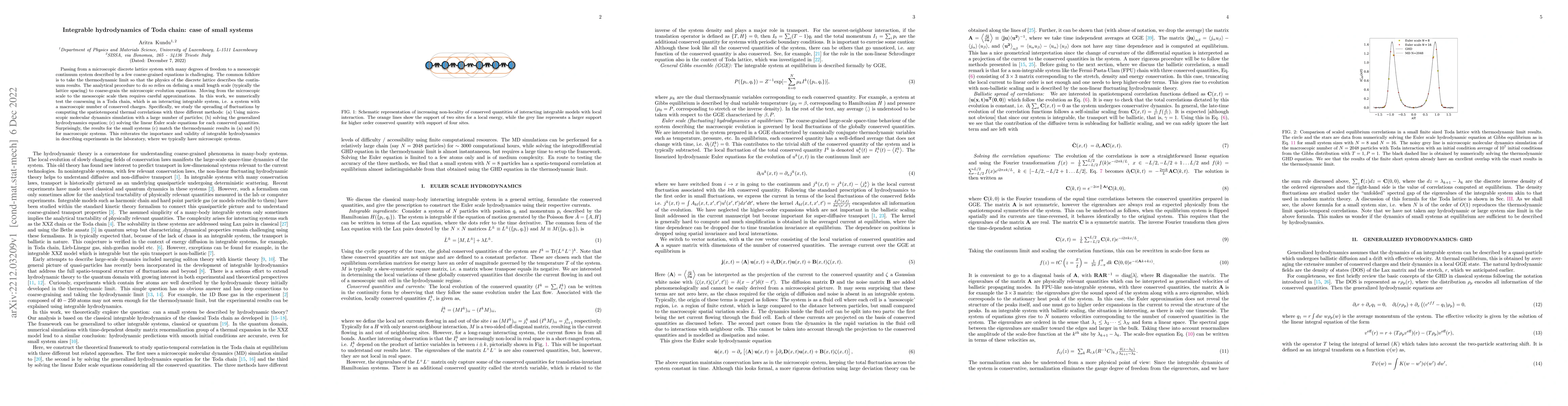 Thumbnail for Integrable hydrodynamics of Toda chain: case of small systems