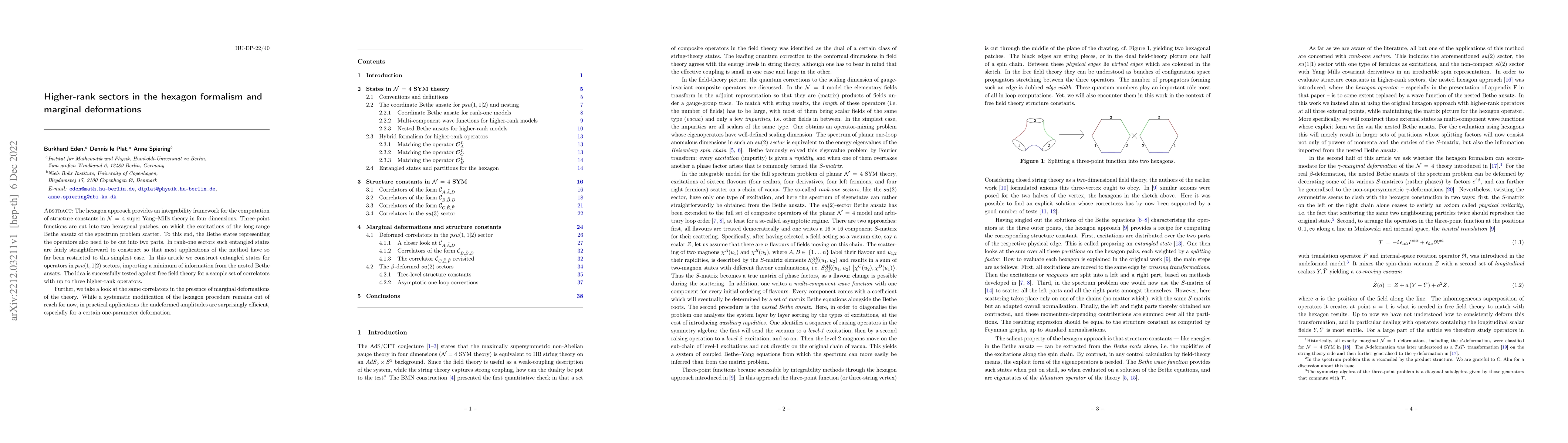Thumbnail for Higher-rank sectors in the hexagon formalism and marginal deformations
