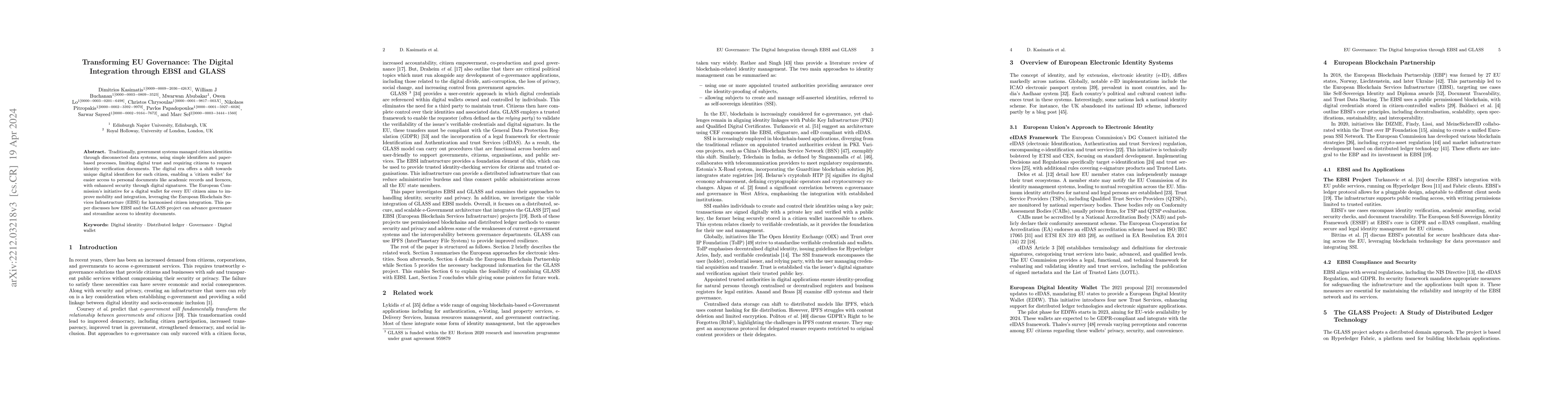 Thumbnail for Transforming EU Governance: The Digital Integration through EBSI and
  GLASS