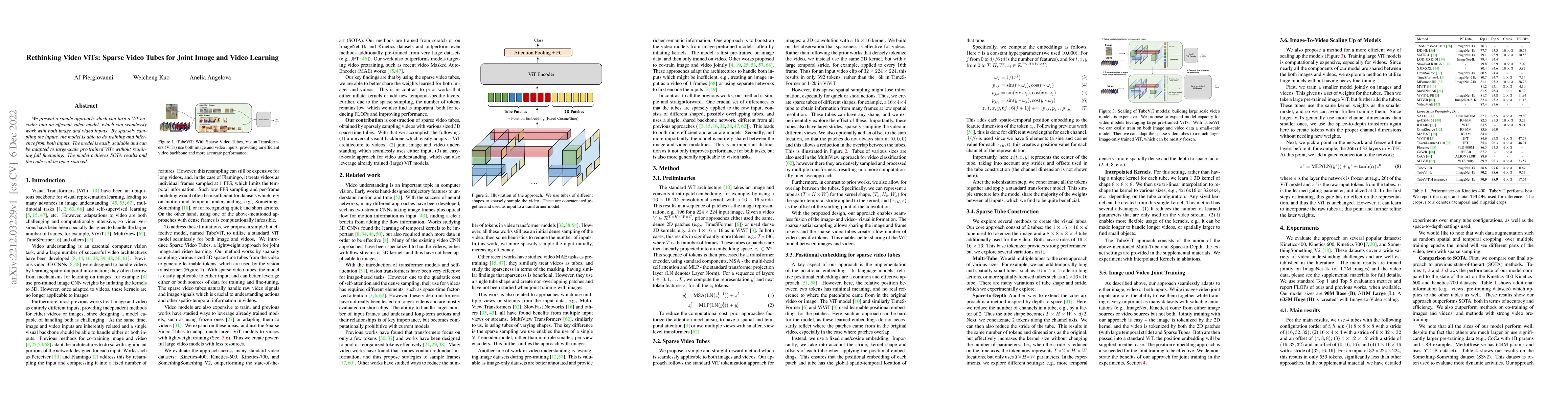 Thumbnail for Rethinking Video ViTs: Sparse Video Tubes for Joint Image and Video
  Learning
