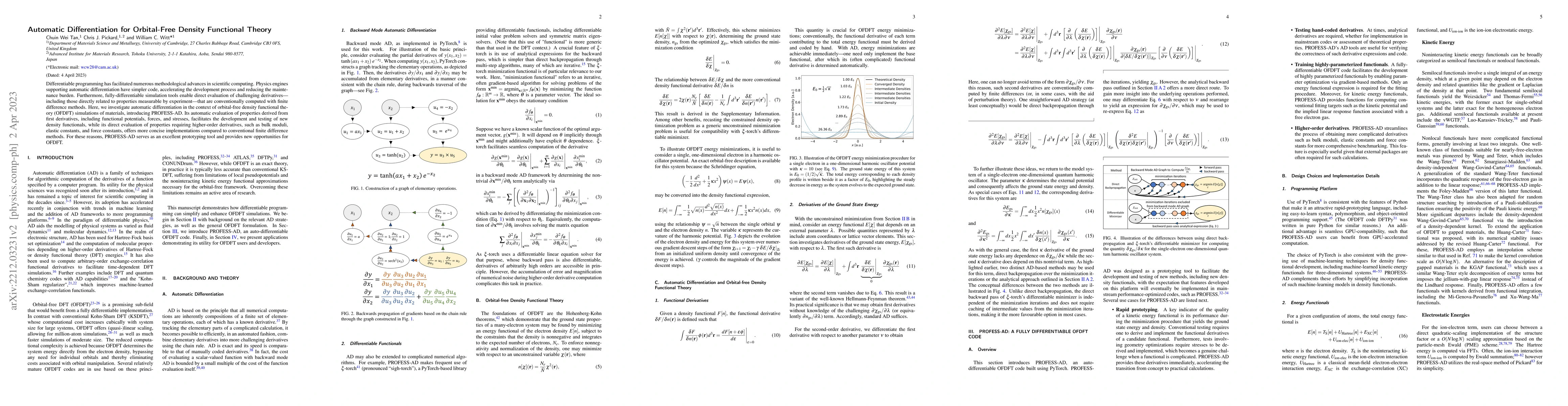 Thumbnail for Automatic Differentiation for Orbital-Free Density Functional Theory