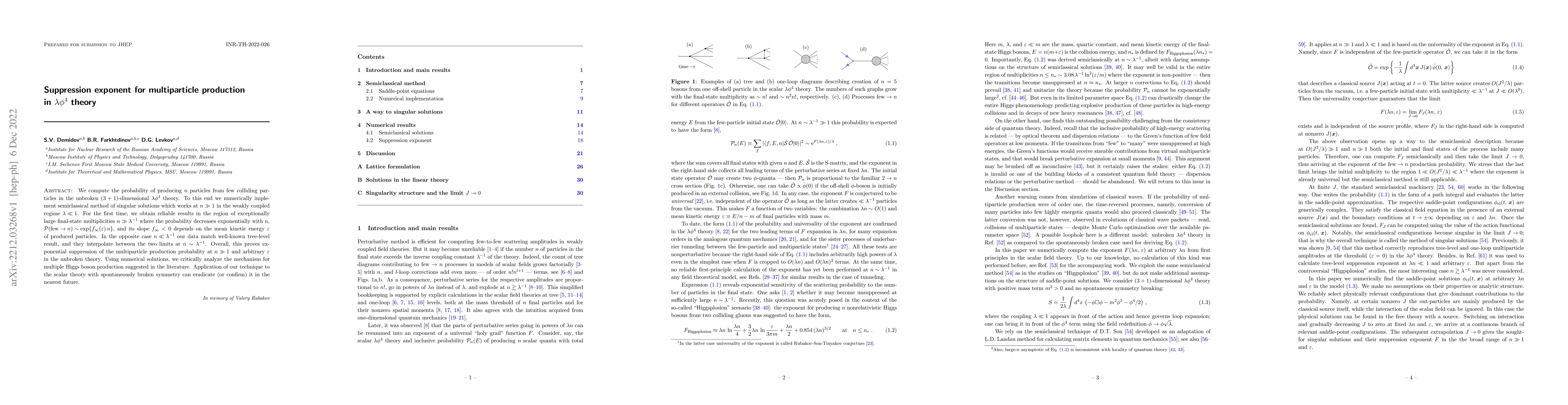 Thumbnail for Suppression exponent for multiparticle production in $\lambda\phi^{4}$
  theory