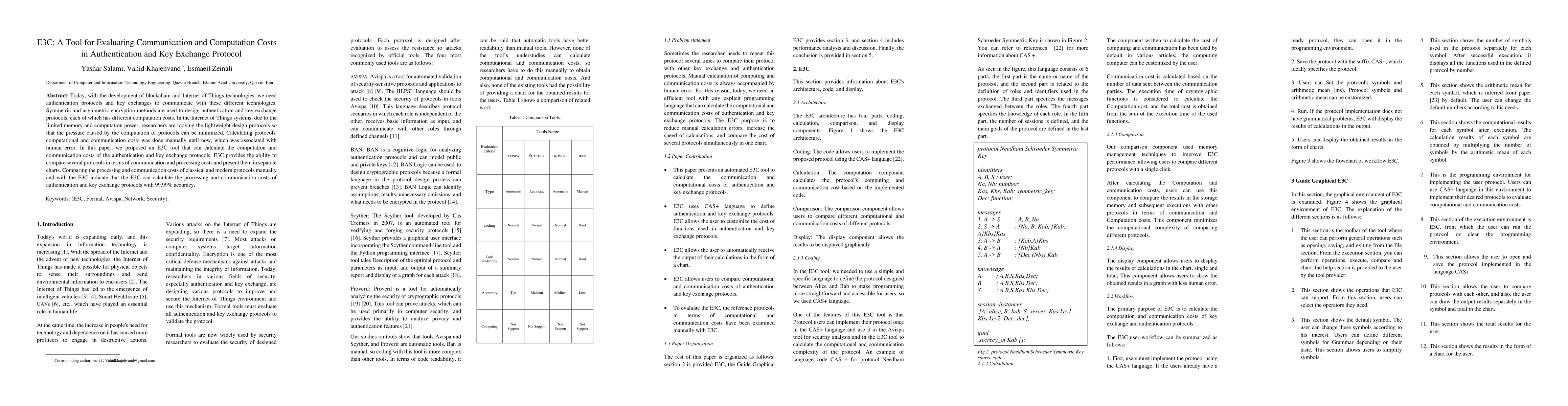 Thumbnail for E3C: A Tool for Evaluating Communication and Computation Costs in
  Authentication and Key Exchange Protocol
