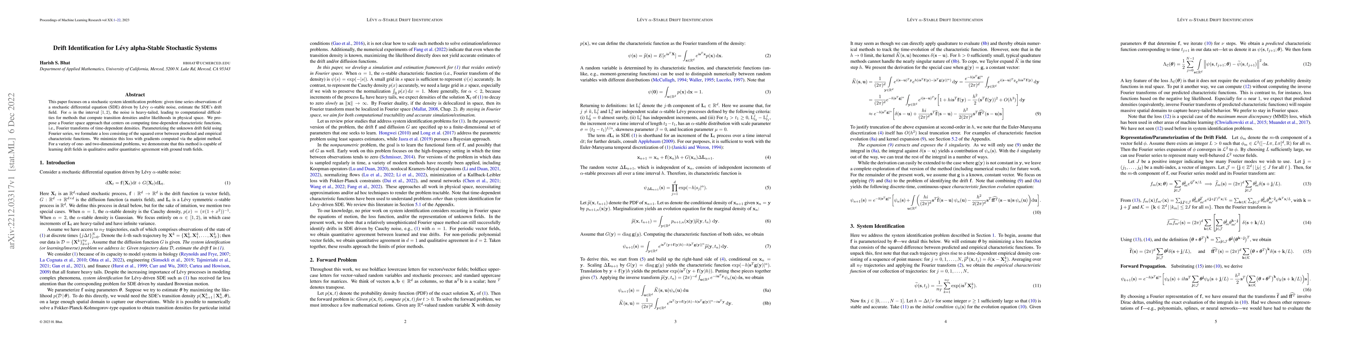Thumbnail for Drift Identification for L\'{e}vy alpha-Stable Stochastic Systems