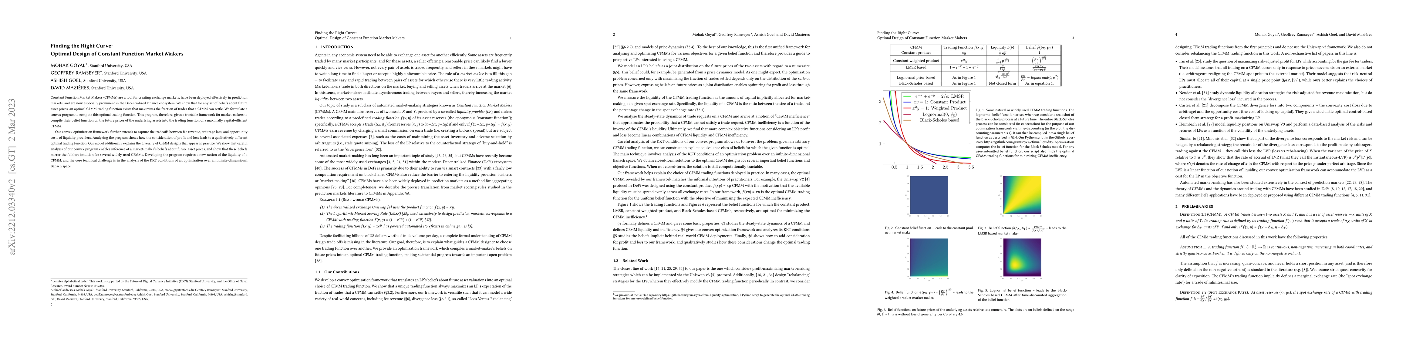 Thumbnail for Finding the Right Curve: Optimal Design of Constant Function Market
  Makers