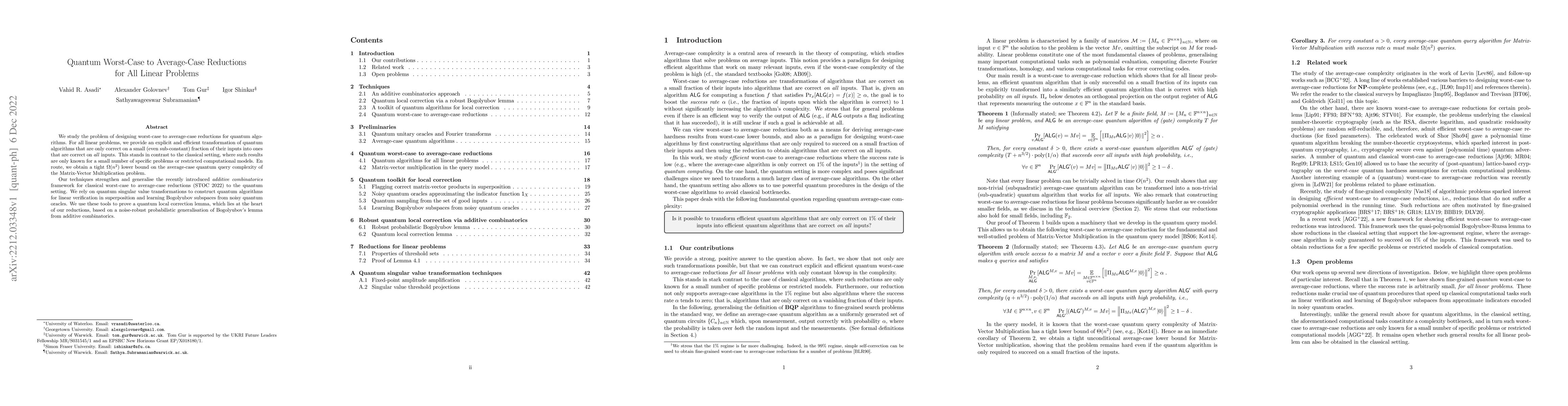 Thumbnail for Quantum Worst-Case to Average-Case Reductions for All Linear Problems