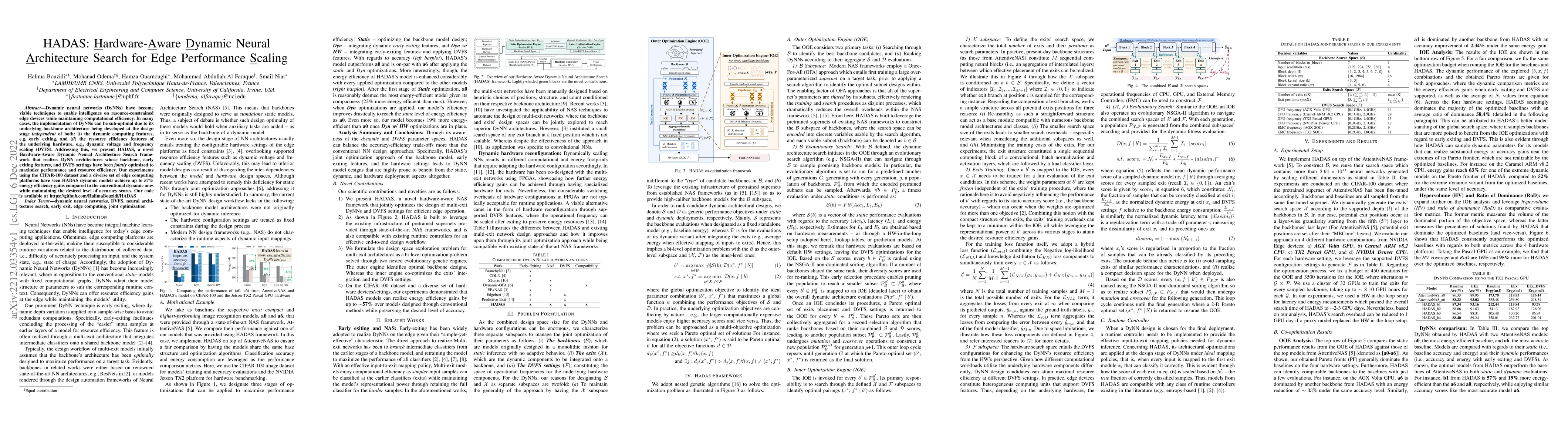 Thumbnail for HADAS: Hardware-Aware Dynamic Neural Architecture Search for Edge
  Performance Scaling