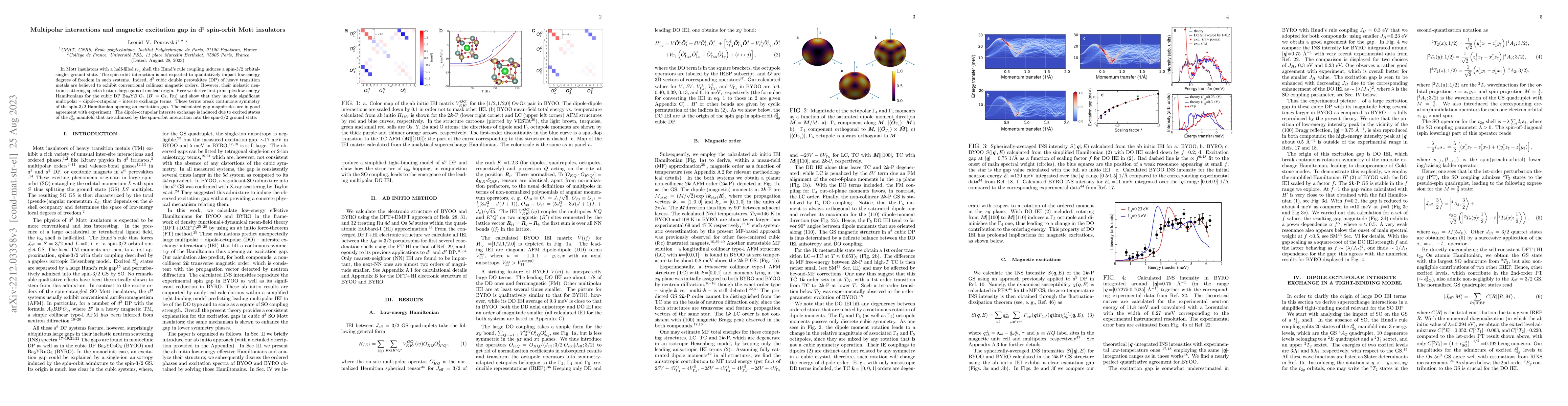 Thumbnail for Multipolar interactions and magnetic excitation gap in d$^3$ spin-orbit
  Mott insulators