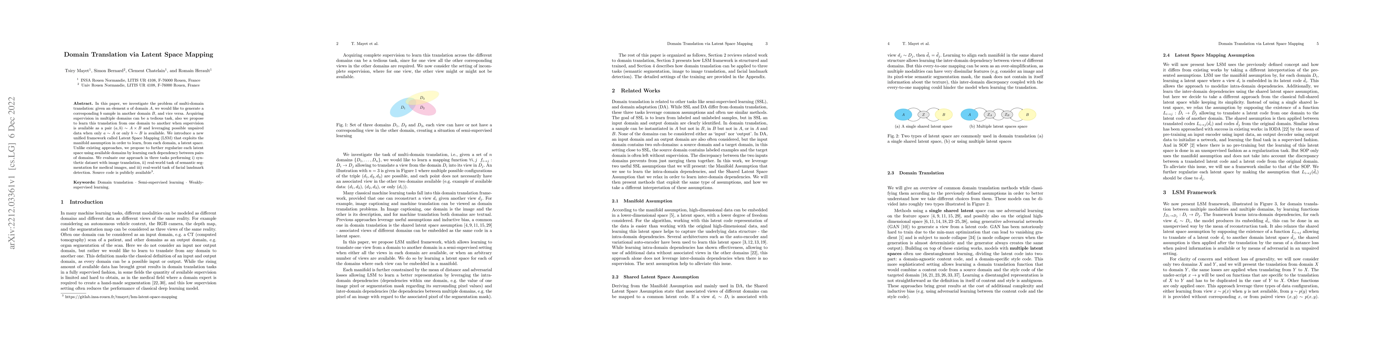 Thumbnail for Domain Translation via Latent Space Mapping