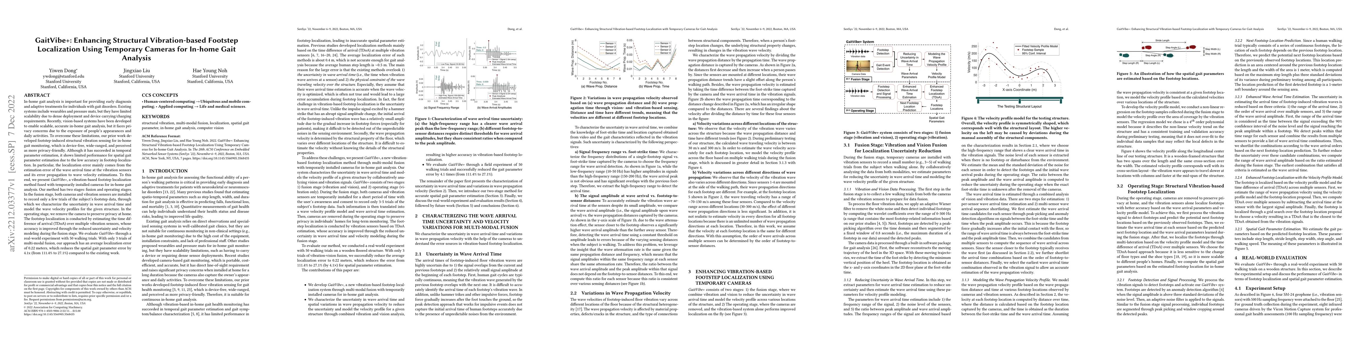 Thumbnail for GaitVibe+: Enhancing Structural Vibration-based Footstep Localization
  Using Temporary Cameras for In-home Gait Analysis