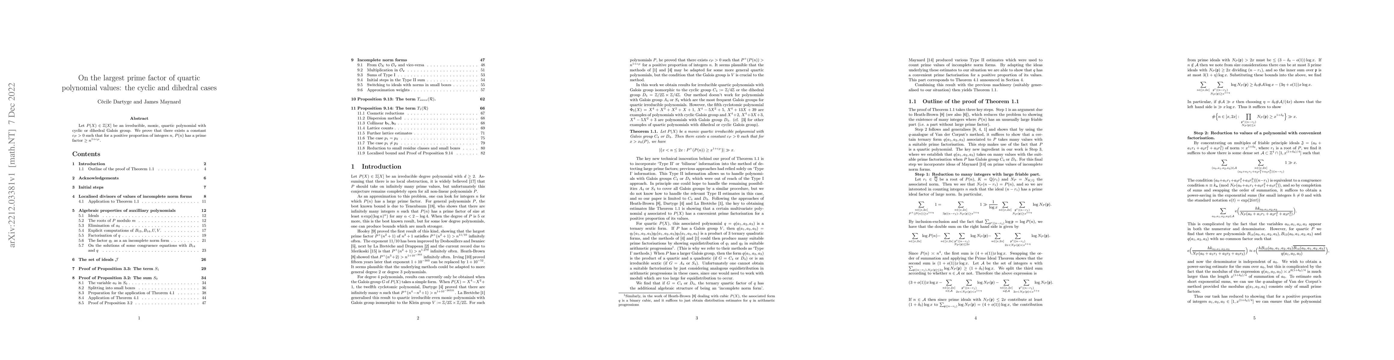 Thumbnail for On the largest prime factor of quartic polynomial values: the cyclic and
  dihedral cases