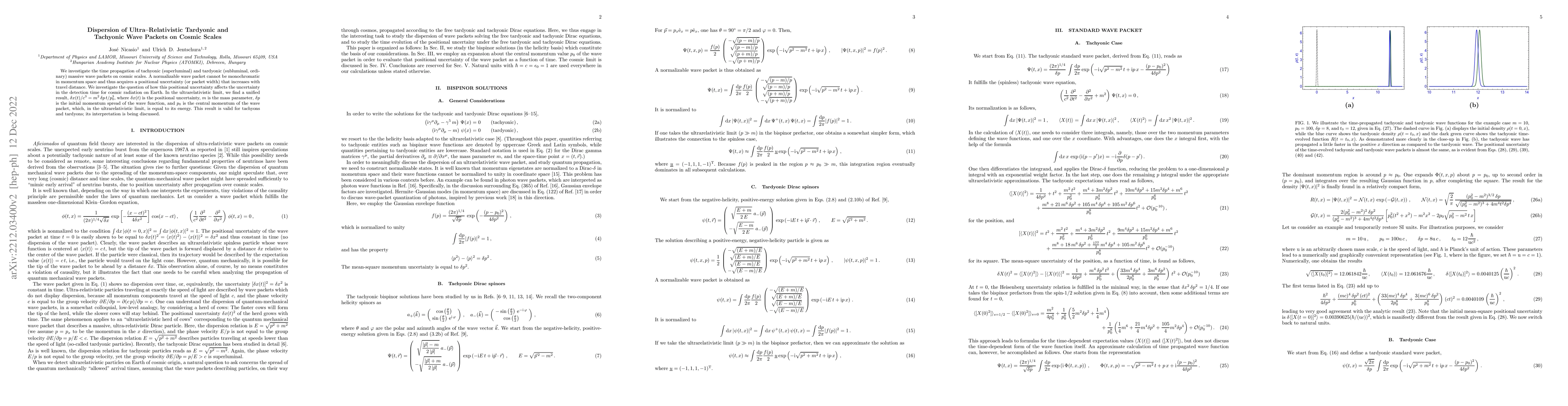 Thumbnail for Dispersion of Ultra-Relativistic Tardyonic and Tachyonic Wave Packets on
  Cosmic Scales