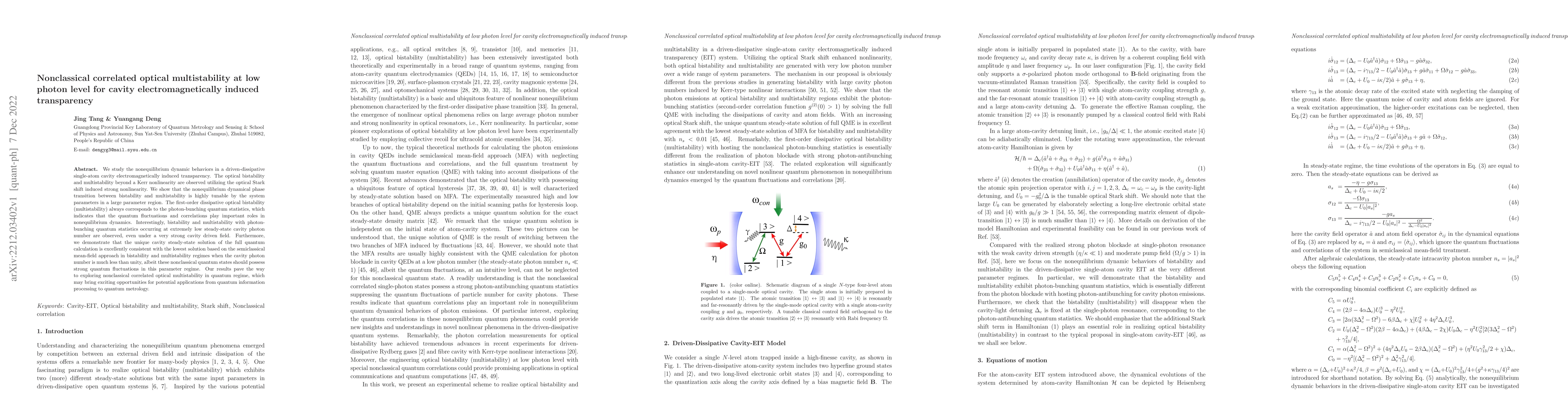 Thumbnail for Nonclassical correlated optical multistability at low photon level for
  cavity electromagnetically induced transparency