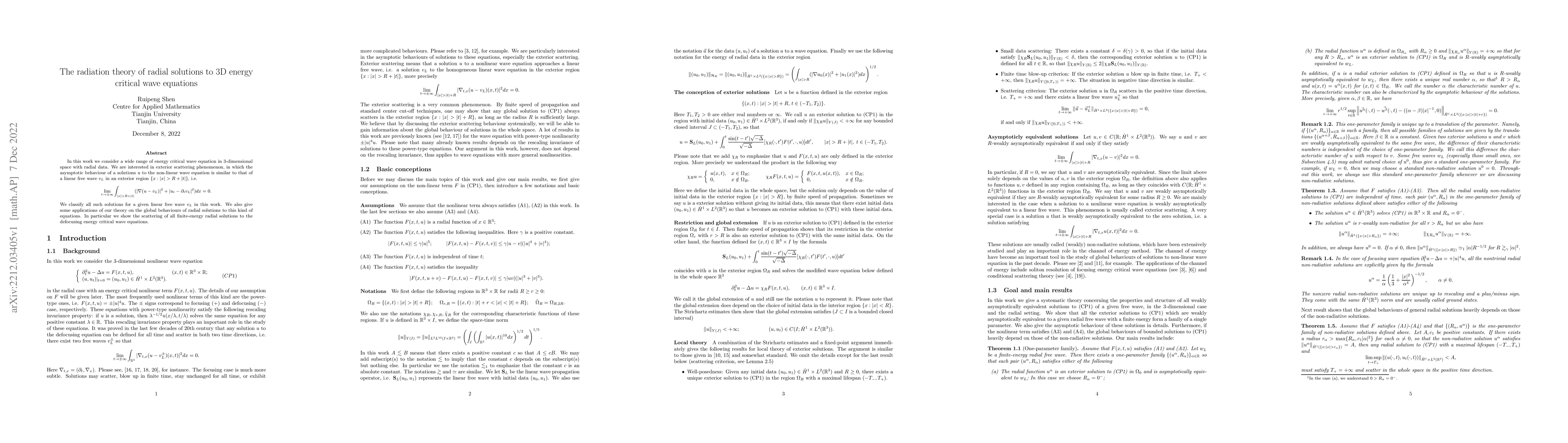 Thumbnail for The radiation theory of radial solutions to 3D energy critical wave
  equations