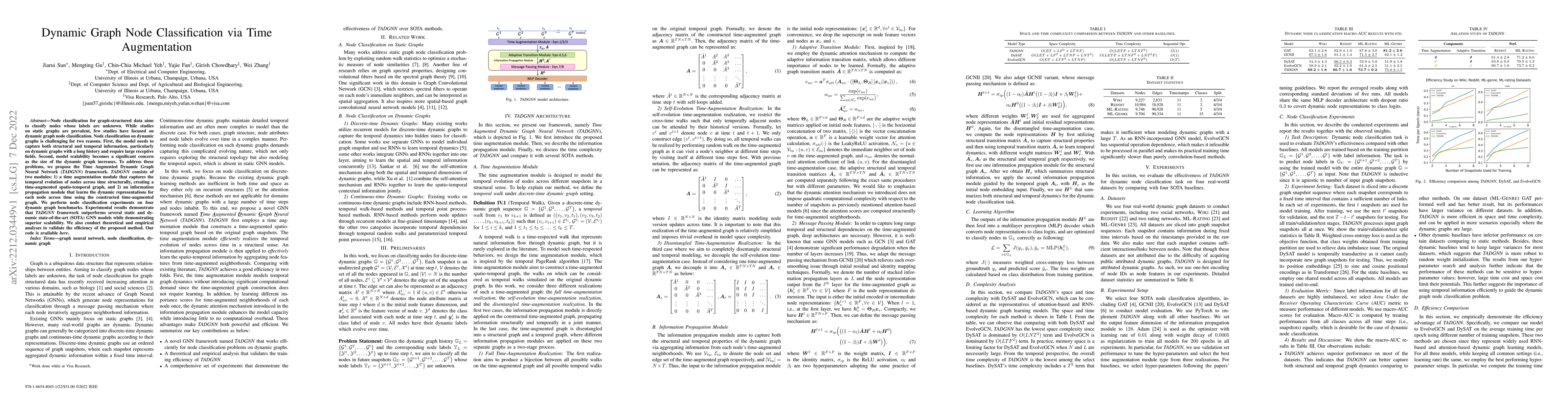 Thumbnail for Dynamic Graph Node Classification via Time Augmentation