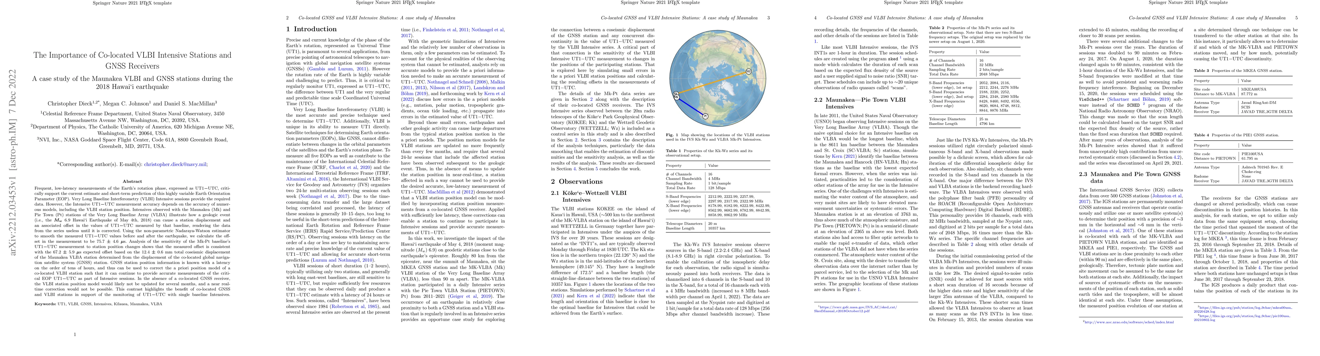 Thumbnail for The Importance of Co-located VLBI Intensive Stations and GNSS Receivers:
  A case study of the Maunakea VLBI and GNSS stations during the 2018 Hawai`i
  earthquake